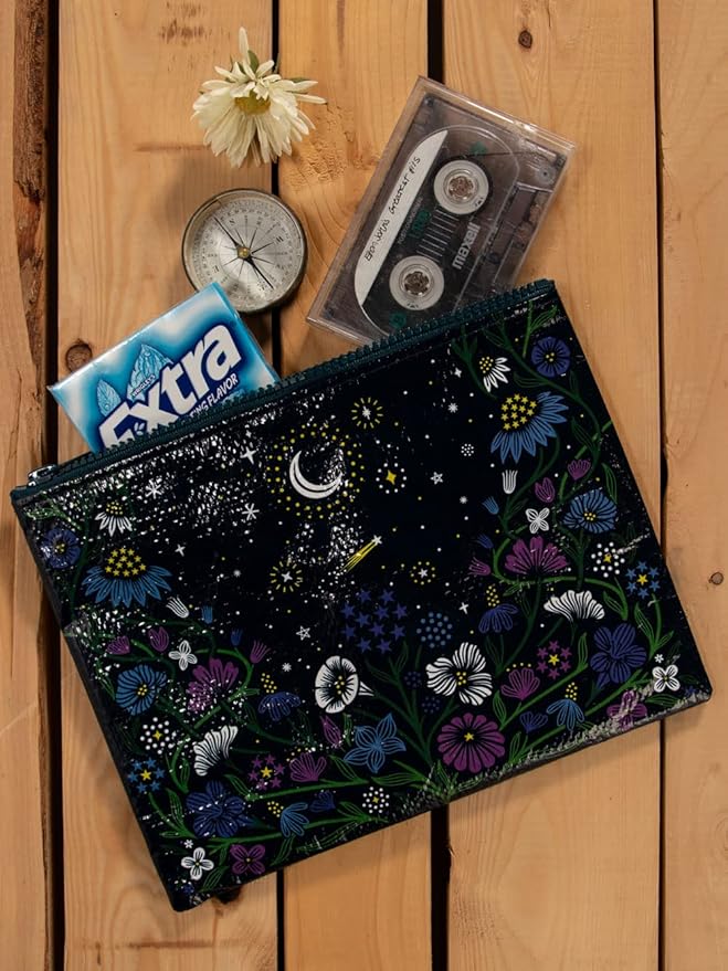 Blue Q Zipper Pouch, Made from 95% Recycled Material, 7.25" h x 9.5" w, Colorful Chunky Zipper