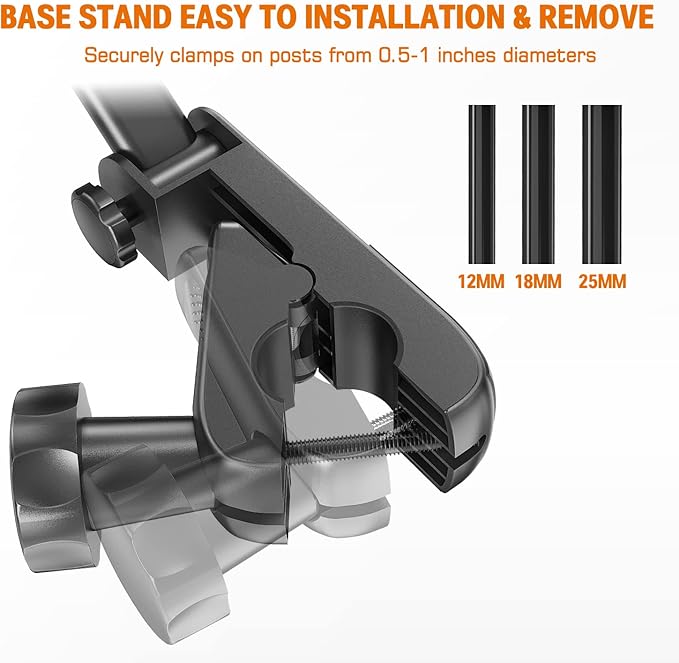 Tablet Holder for Microphone Stand, Mic Music Stand Tablet Holder for iPad, 360° Adjustable Clip-on Phone Mount for Shee Music Stand, Fits Devices from Screen Size 4.7 to 12.9”