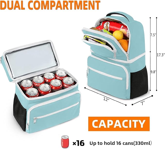 MATEIN Cooler Backpack, 26 Cans Insulated Lunch Backpack for Men Women, Leakproof Double Layer Lunch Cooler Bag Lightweight Soft Lunch Backpack with Cooler Compartment, Beach Camping Hiking Beer Gifts