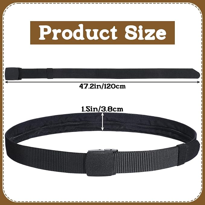 ElevateTech Travel Money Belt, Hidden Money Pouch with Secret Compartment Anti-Theft Nylon Security Waist Wallet with Zinc Alloy Buckle for Business Travel Daily Working, Gift for Dad Boyfriend Men