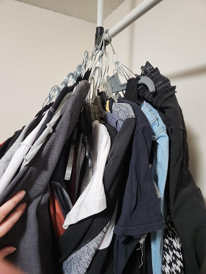 Space Saving Hanger for Clothes, 6 Pack, Travel Hangers, Closet Hangers and Hanging Organizer Metal Hanging Chains Hooks for Home RV Office, Small Space Solutions for College Dorm Essentials