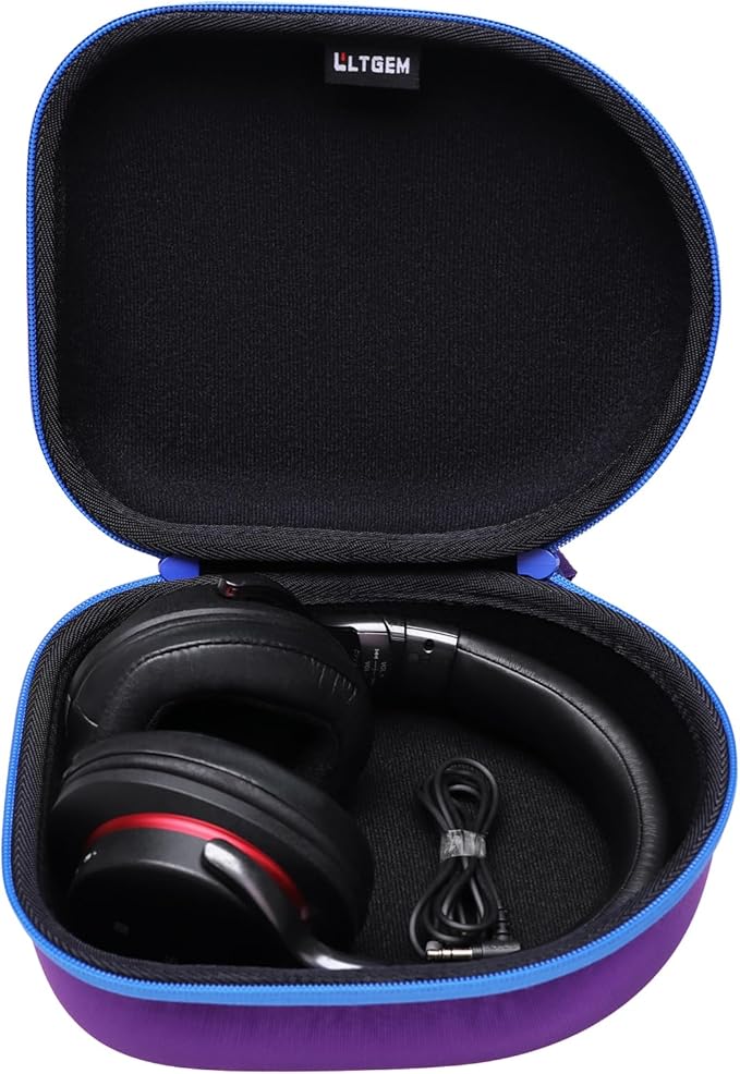 Headphone Headset Case Compatible with Audio-Technica ATH-M20x/JBL/Raycon/Soundcore Anker/Sony/Beats/JLab/TOZO/Logitech/BERIBES/KVIDIO Headphones, Large Headphone Case Hard Shell(Purple+Black)