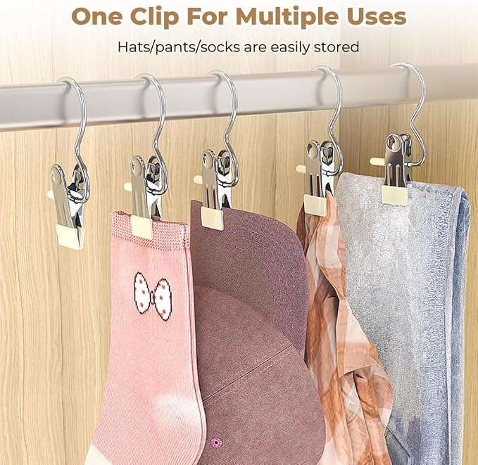 Boot Hangers for Closet, Laundry Hooks with Clips, Boot Hanging Hold Clip, Space Saving Portable Travel Clip, Clip Hangers for Pants Hats Socks Gloves (20, Light Blue)