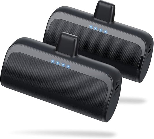 LanLuk [2 Pack] Mini Portable Charger for iPhone,5200mAh Ultra-Compact Fast Charging Power Bank Cordless Small Smart Battery Pack Compatible with iPhone 14/14 Pro Max/13/13 Pro/12/XR/8/7/6(Inky+Inky)
