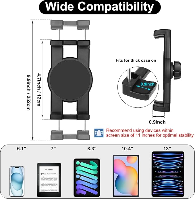 Cup Holder Tablet Mount, Ipad Cup Holder Car Mount with Adjustable Arm for Tablet iPhone 3-11in iPad Pro Air Mini, Fire, iPhone 15, Galaxy S24 Z Fold 5