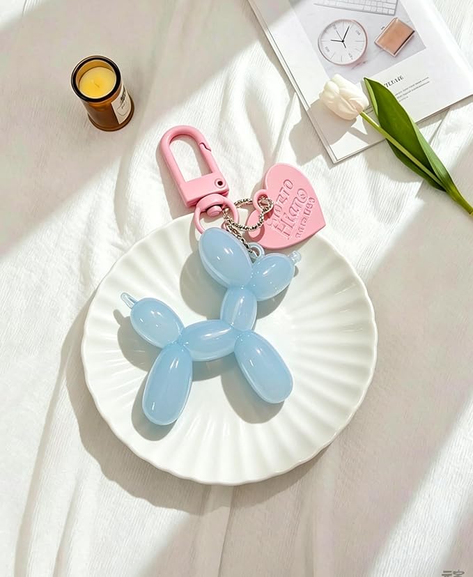 LAEKOU Jelly Balloon Dog Design Keychain for Women, Cute Girls Key Chain, Bag Charms Accessories for Car Purse Backpack