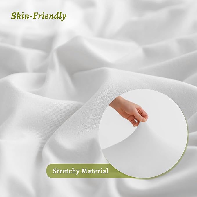 Stretchy Body Pillow Case Cover - Jersey Knit Long Pillowcase for Body Pillow, 1 Pack - Envelope Closure & Skin-Friendly, Soft and Breathable for Sleeping, 20"x54", White