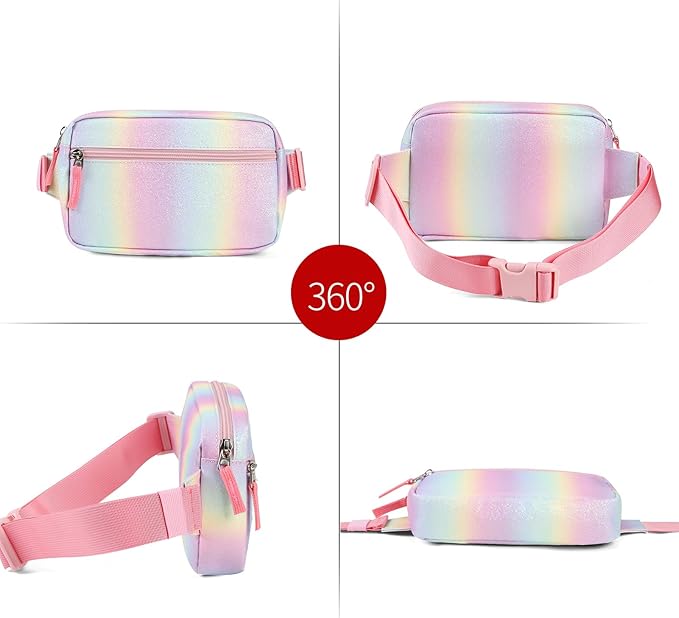 Fanny Pack Birthday Graduation Gifts for 7 8 9 10 11 12 13 Year Old Teen Girls Her Kids, Preppy Cute Trendy Stuff Colorblock Crossbody Bag Adjustable Belt Bags for Travel Essentials