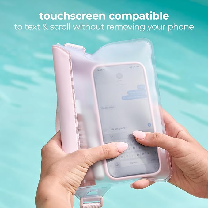 Case-Mate IP68 Bow Waterproof Phone Pouch/Case with Triple Seal Protection, Adjustable Strap - Waterproof Fanny Pack for iPhone 17 Pro Max/iPhone 16 Pro Max/15/14/S26 Ultra/S25/Pixel 10 - Ballet Pink