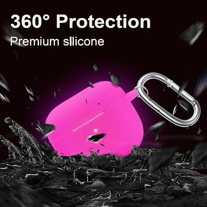 for Airpods 4th Case Cover,Come with Cleaner Kit,Soft Skin Silicone Case Cover with Keychain,Full Protective Case for Men and Women,Compatible with AirPods 4th Generation Case,Nightglow Pink