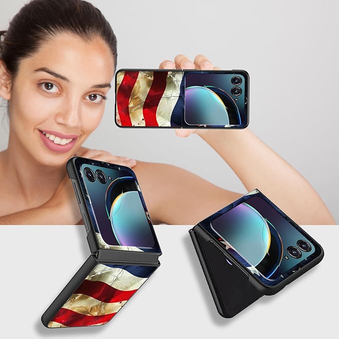 for Motorola Razr Plus 2025 Case,for Razor Plus 2025 Phone Case Cute Slim Hard PC Ultra-Thin Anti-Scratches Shockproof Protective Cover,Cute Flag