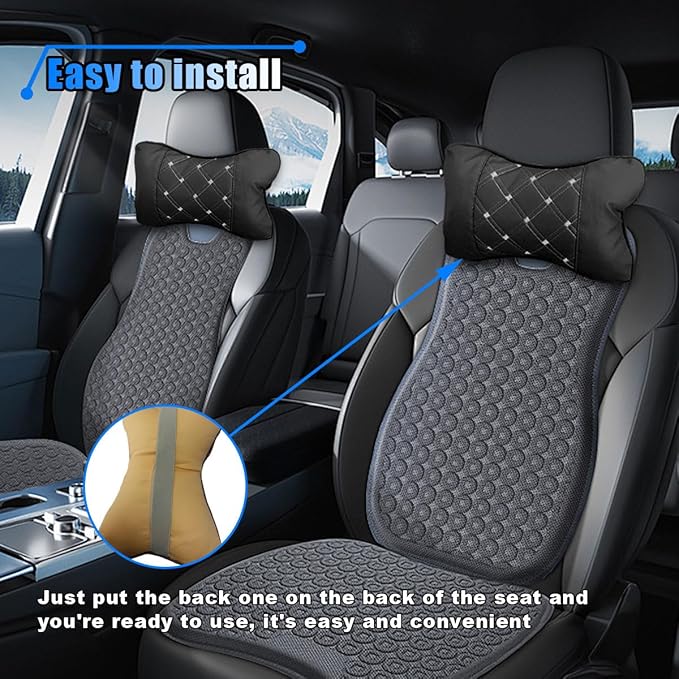 BDZMC 2PCS Car Neck Pillow, Breathable Car Head Neck Rest Cushion, Soft Pillow for Relieving Stiffness, Comfort Car Seat Neck Support Pillow (Black/White)