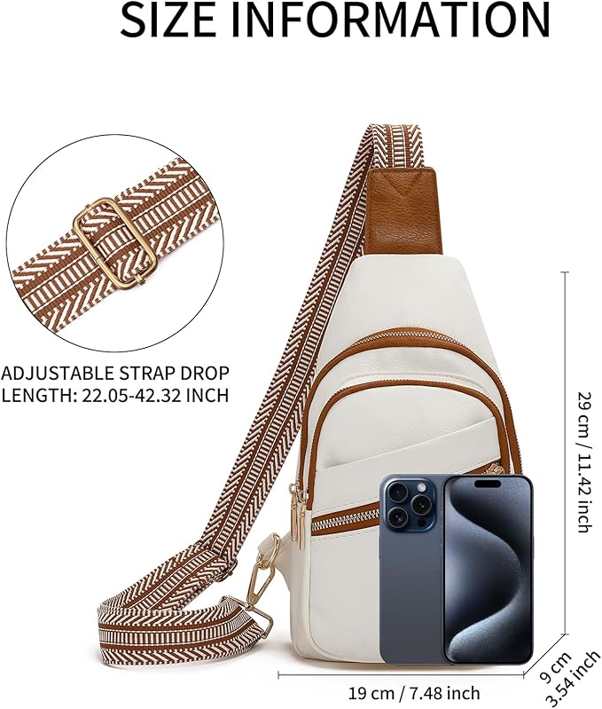 GAEKEAO Crossbody Sling Bag for Women, Leather Crossbody Bags Fanny Packs for Women, Travel Cross Body Bag Chest Bag Womens Crossbody Purse