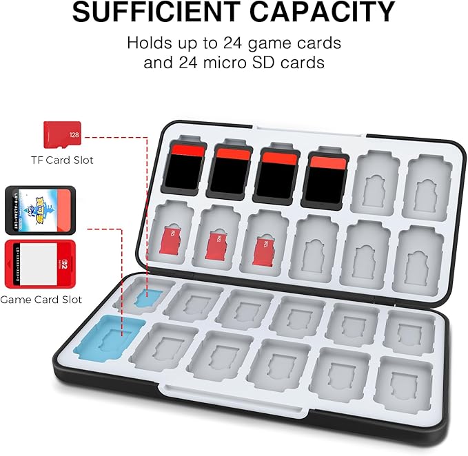 HEIYING Switch Game Card Case for Switch 2 /OLED / Lite,Custom Pattern Game Cards Holder with 24 Games Card Slots and 24 Micro SD Cards Slots for Easy to Carry