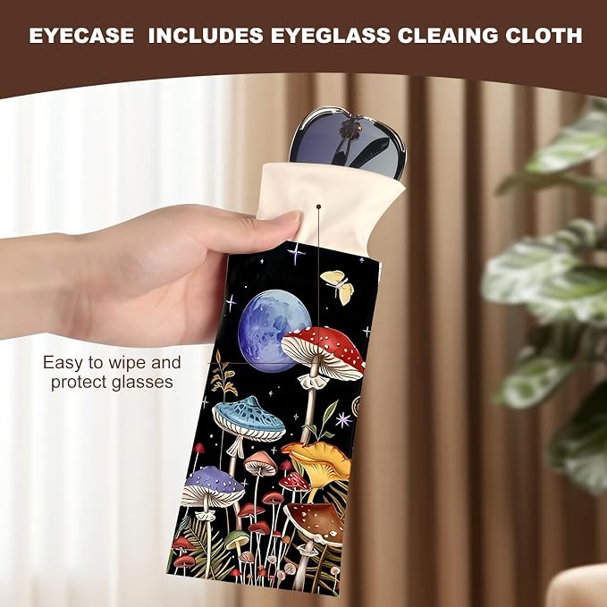Anikathy 2Pcs Sunglass Eyeglass Glasses Case Soft PU Leather with Cleaning Cloth Cute Glasses Pouch Bag for Men Women Girs