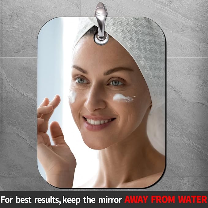 Shaving Mirror, Unbreakable Shower Mirrors, (Medium,2pack(6 inches x8 inches ) Bathroom Handheld Mirror for Men and Women Portable Camping Travel Mirrors,Frameless Handheld for Makeup, Silver