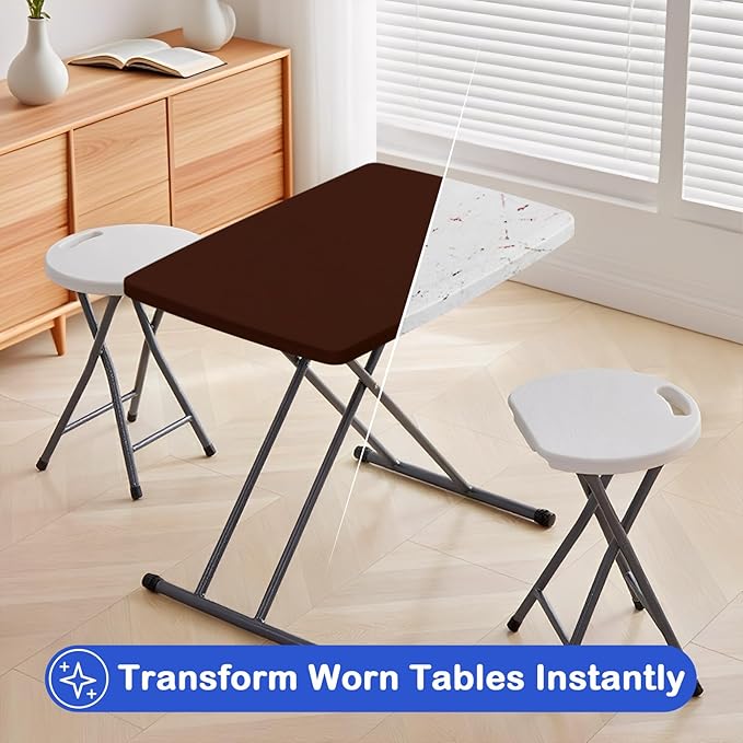 Wolkemer 2 Pack Brown Fitted Tablecloth 20x30 Inch Rectangle Elastic Edges Table Cloth, Spandex Stretch Table Cover with Machine Washable Fabric for Wedding Party Picnic Dining Indoor Outdoor