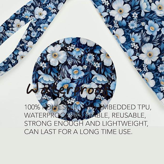 Fokongna Floral Print Wet Bag, Small Portable Waterproof Multi-Functional Organizer for Women, Ideal for Daily, Beach & Travel, Nautical Blue Daisy
