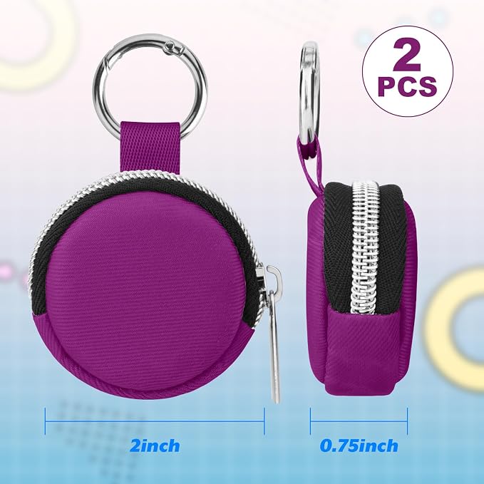 Portable Ring Organizer Case with Keychain, Traveling Ring Holder Storage Bag, Anti-Lost Keychain Container for Rings, Jewelry (2, Purple)