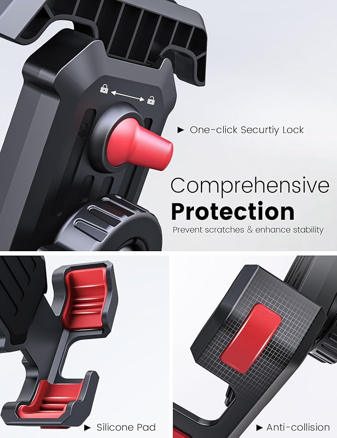 Pnitri Bike Phone Holder for iPhone, Samsung, 1S Quick Install Handlebar Mount, Motorcycle and Bicycle Phone Holder, Large Phone Case Compatible
