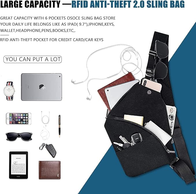 OSOCE Sling Bag for men, Anti Theft Crossbody bags for women | Daypack