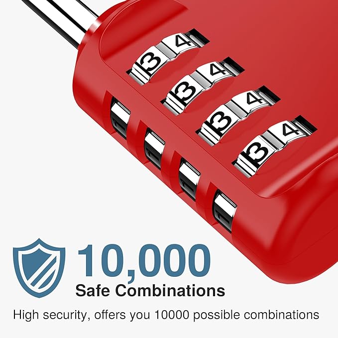 Puroma 2 Pack Combination Lock for Locker 4 Digit Outdoor Waterproof Padlock for School, Gym, Sports, Fence, Toolbox, Gate, Case, Outdoor, Hasp Storage, Cabinets (Red & Black)