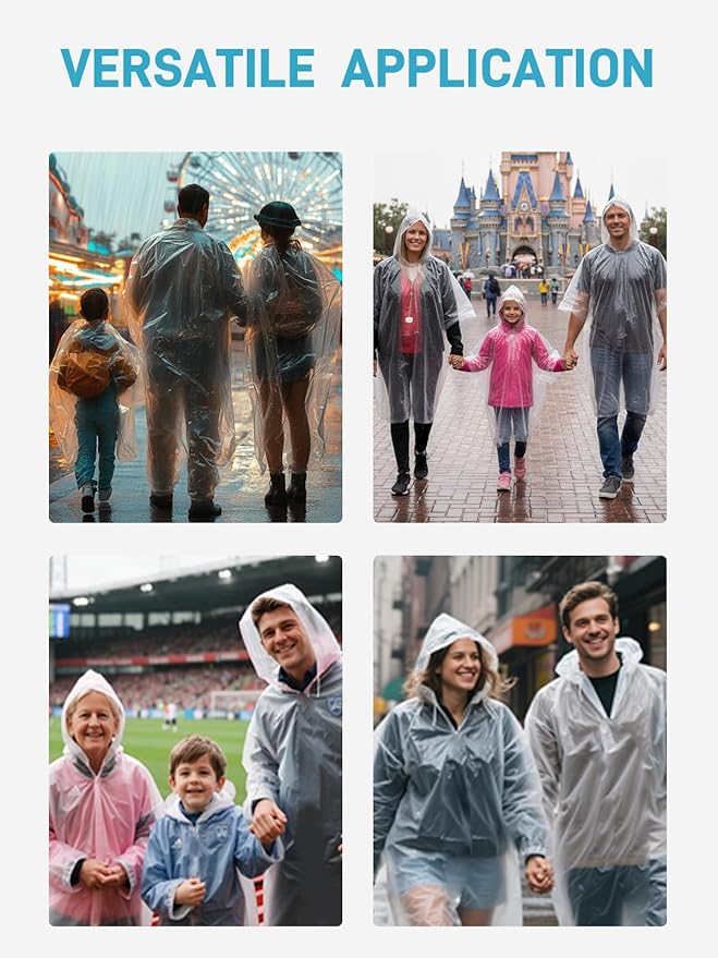SaphiRose Disposable Rain Ponchos Emergency Clear Poncho