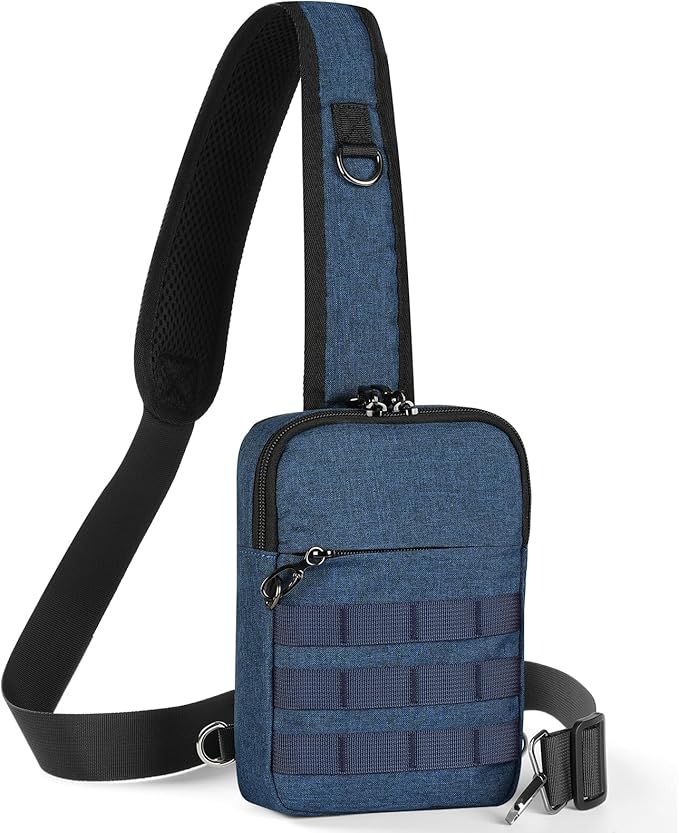 Sling Bag, Tactical Anti Theft Crossbody Bag with Zipper Lock RFID EDC Small Chest Bags for Men Women(Blue)