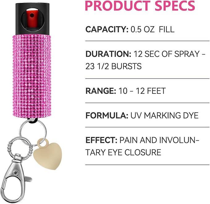 3-in-1 Personal Alarm & Door Handle Alarm & LED Light and Jeweled Pepper Spray Combo, Maximum Strength Pepper Gel, 130dB Siren, Keychain with Safety Twist for Women
