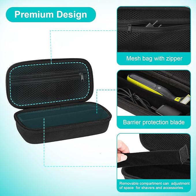 SLODE Hard Travel Case for Philips Norelco OneBlade QP2520 QP2530 QP2724 QP2834 QP2620 QP2630 QP1924 with Handle,Carrying Bag for Hybrid Electric Trimmer and Shaver (Black)