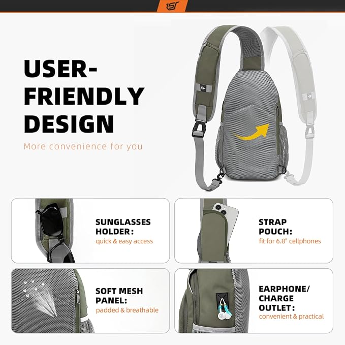 SKYSPER Sling Bag RFID Crossbody Sling Backpack Cross Body Shoulder Bag Travel Hiking Daypack for Women Men(Light Taupe)