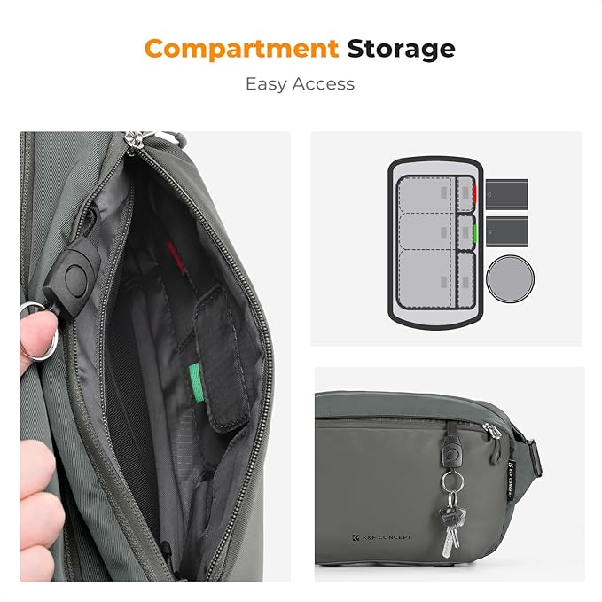 K&F CONCEPT Camera Sling Bag Crossbody Bag Waterproof Camera Shoulder Backpack DSLR/SLR/Mirrorless Camera Case
