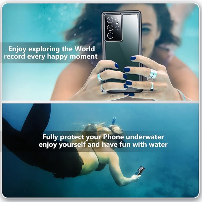 SPIDERCASE Designed for Samsung Galaxy S22 Ultra Case, Waterproof Built-in Screen Protector Full Protection Heavy Duty Shockproof Case, Green/Clear