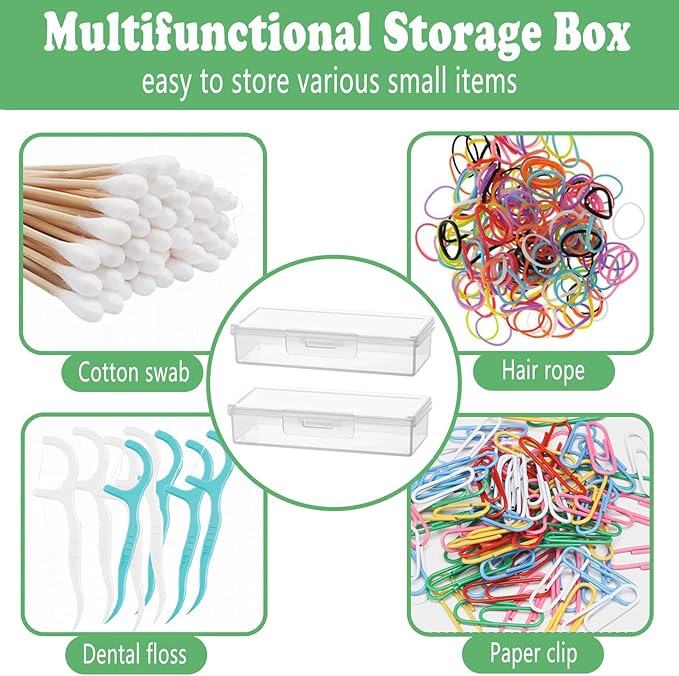 Cotton Swab Holder for Travel, 4 Pcs Portable Small Dental Floss Holder Clear Plastic Cotton Pad Holder, Travel Floss Picks Case with Dustproof Lid for Bud Hair Ties Floss