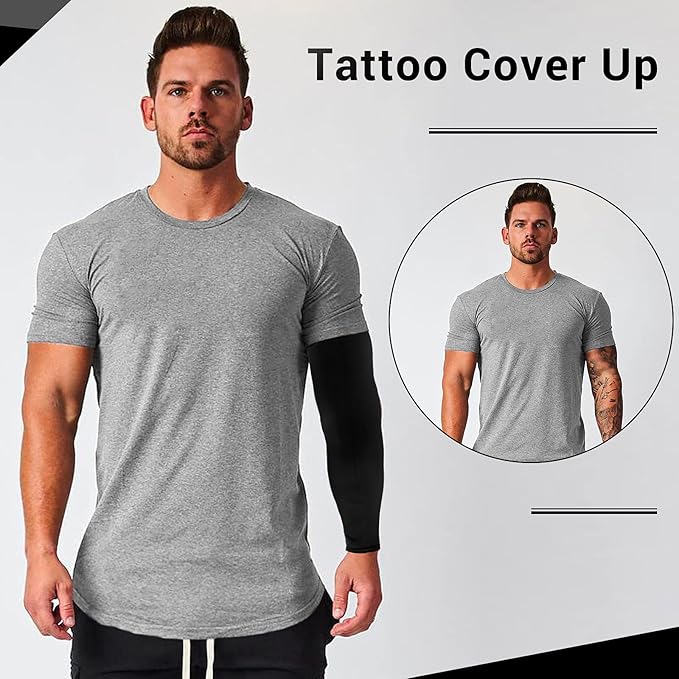 2 Pairs UV Protection Cooling Arm Sleeves Compression Sun Sleeves for Men Women Youth, Tattoo Cover Up, UPF 50