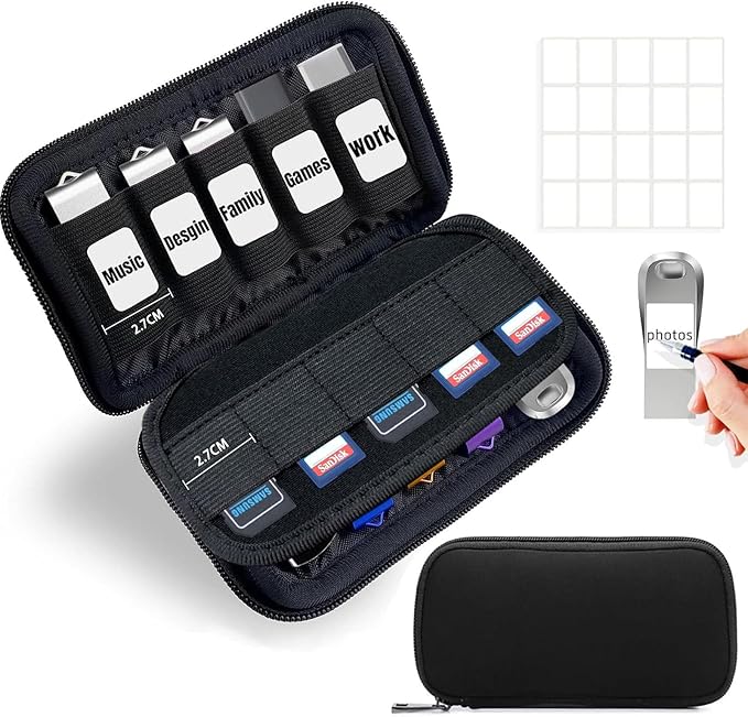 USB Flash Drive Case 20 Slots with Labels TATMOHIK USB Storage Case Thumb Drive Holder case USB Organizer Storage Bag Electronic Accessories Organizer for 10 Memory Cards and 10 USB Memory Sticks