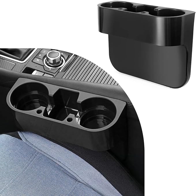 Augeny Car Cup Holder, Multifunctional Portable Center Console Armrest Storage Box Cup Holders, Vehicle Seat Gap Organizer for Mug Bottle Cell Phones Keys Coffee Coasters Cards (Black)