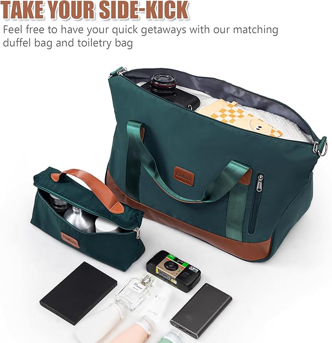Cosbarn Luggage Sets 5 Piece with TSA Lock Spinner Wheels, Unisex Hard Case ABS Suitcase Set, Hardshell Lightweight Waterproof Travel Hardside Suitcases with Wheels for Women Men, Dark Green