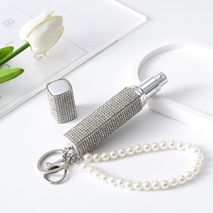3 Pack Rhinestone Perfume Spray Bottle Crystal Travel Refillable Perfume Atomizer Bottle Portable Mini Perfume Spray Dispensers for Women 5 ML or 10 ML (3 Color B, 10 ML)