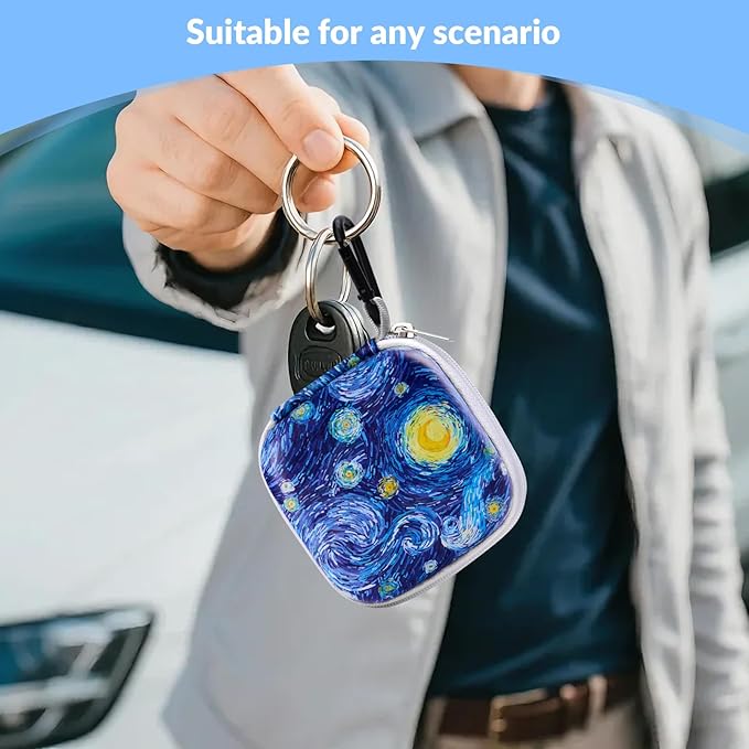 Earbud Case, Personalised Patterned Portable EVA Headphone case Cell Phone Accessories Organizer with Carabiner for Wired/Wireless Earphone, Earbud, Earpieces, SD Memory Card, Camera Chips