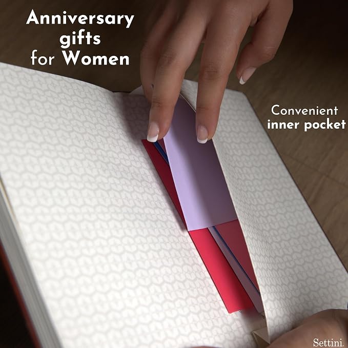 SETTINI® Lined Journal - Modern White Journal for Writing Gift Set - Hardcover Vegan Leather, Includes Luxury Pen in a Unique Pen Holder, 192 Pages, 6 x 8.5 inches, Fathers Day Gift