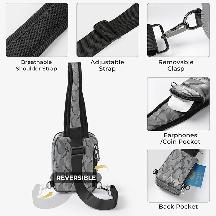 BROADREAM Sling Bag, Crossbody Bag with Anti-Theft Lock Zipper, RFID Blocking & Water Resistant for Travel Work Sport