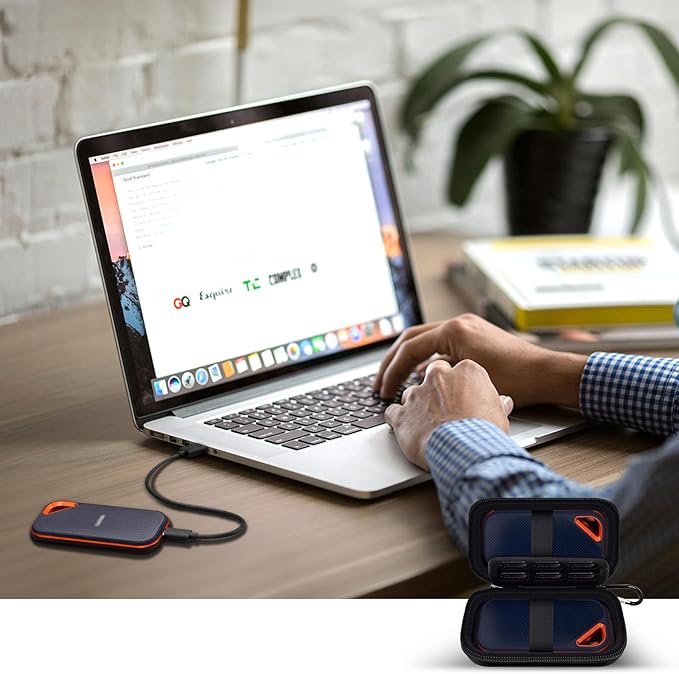 COMECASE Dual SSD Case for SanDisk Extreme Portable SSD & Extreme Pro, Hard Drive Storage Bag Fits 1TB 2TB 4TB 8TB External Solid State Drive, with 12 SD Card Slots, for Travel - Black(Box Only)