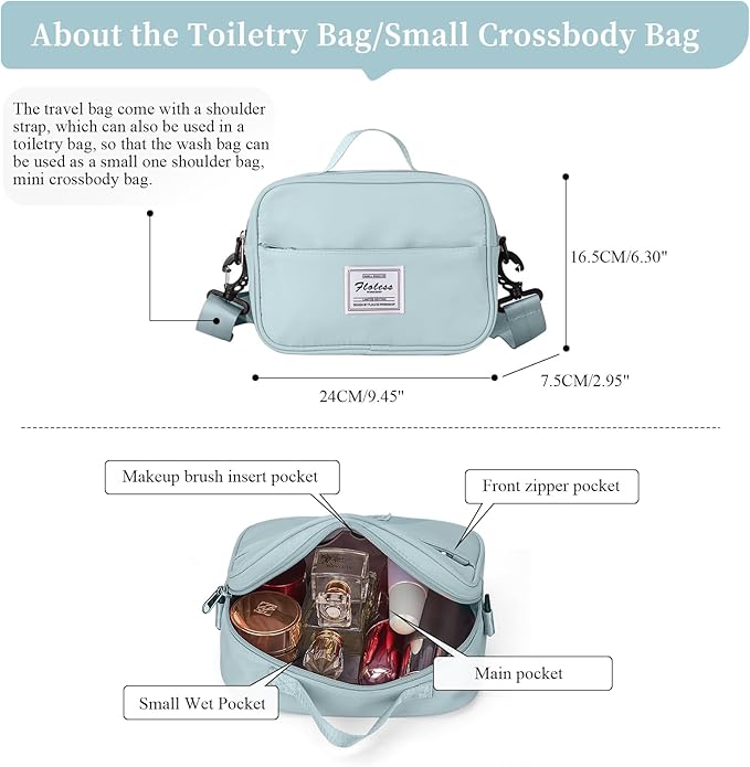 Weekender Bags for Women,Overnight Travel Duffel Bag with Shoes Compartment& Toiletry Bag,Extra Large(Light Blue)