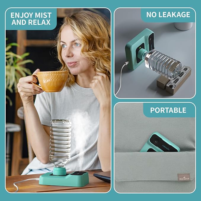 Portable Humidifier - Small Air Humidifiers for Bedroom, Plants, Office, Travel - Cool Mist Humidifiers, Color-Changing Accent Light, 2 Mist Settings