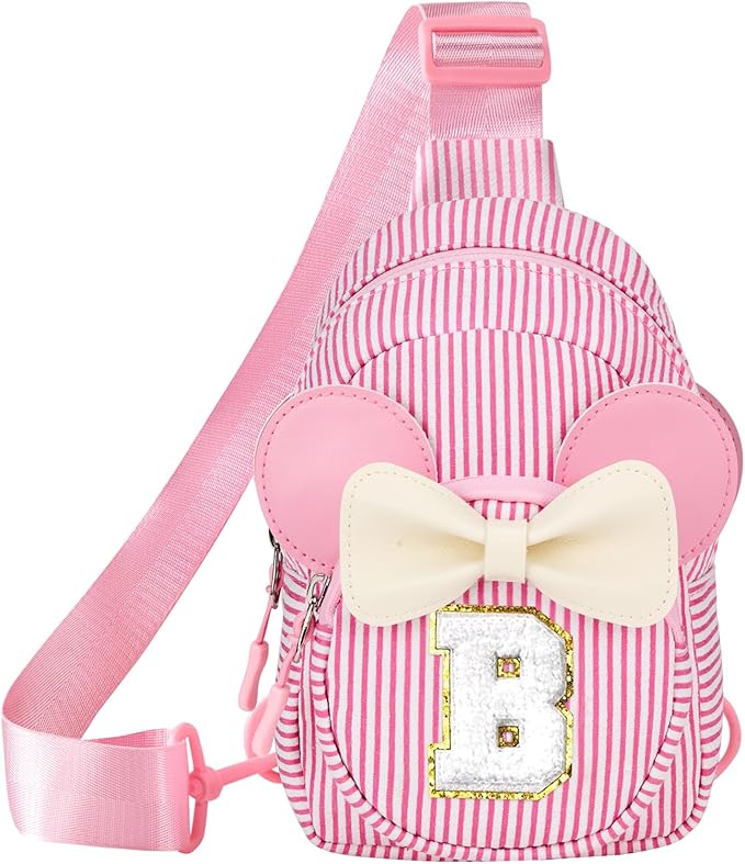 Girl's Initial Crossbody Sling Bag, Small Toddler Fanny Pack For Girl Kid, Girls Purses For Birthday Gifts For 3 4 5 6 7 8 Years Old