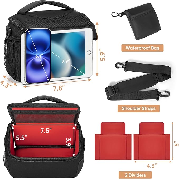 Camera Carrying Bag, Anti-Shock Camera Case Bag with Water-resistant Rain Cover Compatible for Canon EOS R50 M50 Powershot SX540 SX70, Nikon Coolpix L340 B700 P610, Panasonic LUMIX, Sony a6100 a6400