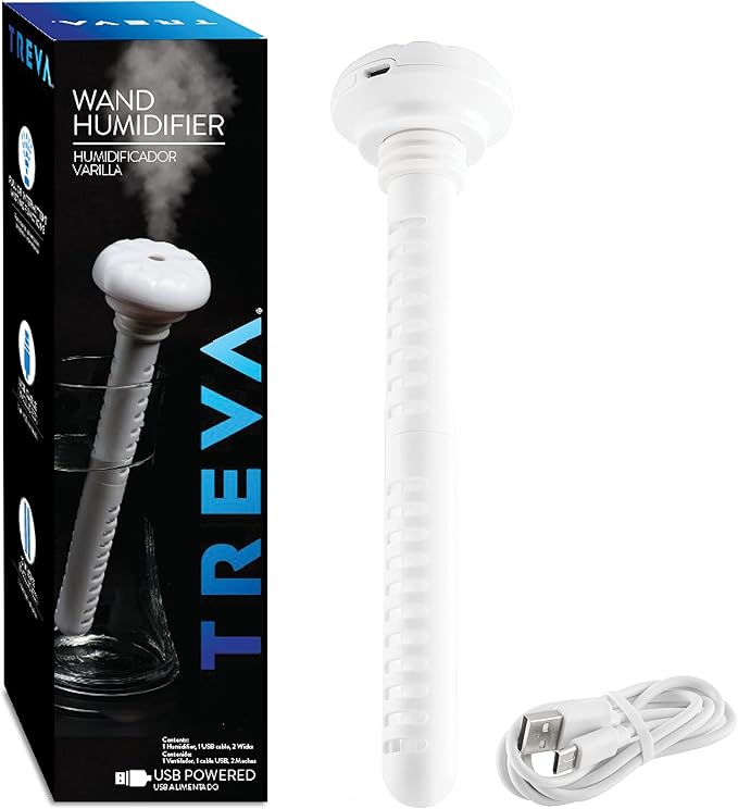 Treva Mini Portable Humidifier, Cool Mist Ultrasonic USB Moisture Wand for travel or home