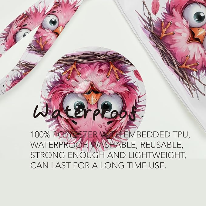 Fokongna Cute Print Wet Bag, Small Portable Waterproof Multi-Functional Organizer for Women, Pink Fluffy Baby Bird, Ideal for Daily, Beach & Travel