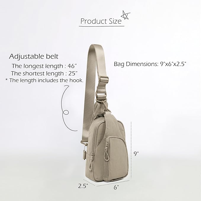ODODOS Sling Bag with Adjustable Straps Crossbody Chest Bag Lightweight Backpack for Casual Traveling Hiking